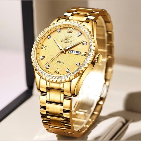 OLEVS Mens Watch Stainless Steel Big Face Casual Dress Wrist Watch Quartz Analog - Picture 3 of 8